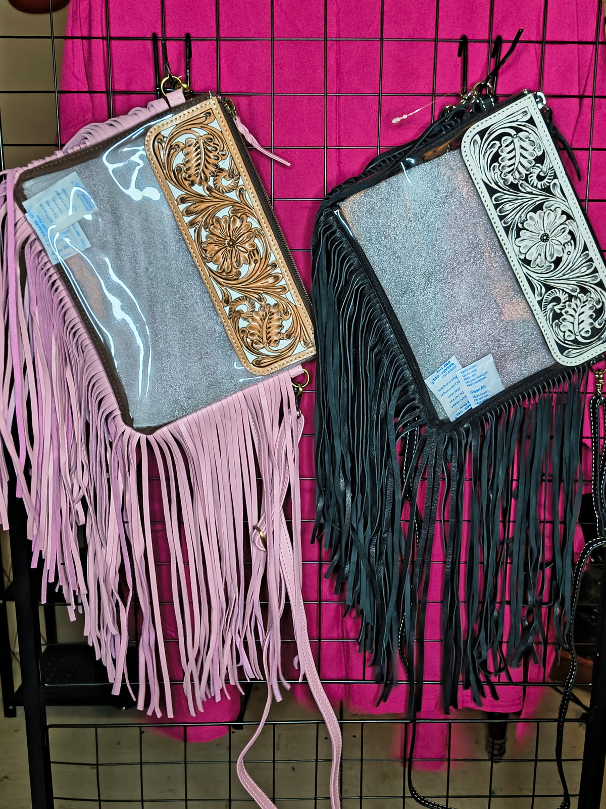Leather Fringe Clear Bag