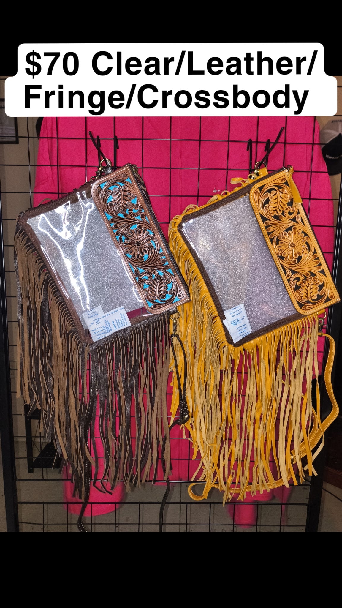 Leather Fringe Clear Bag