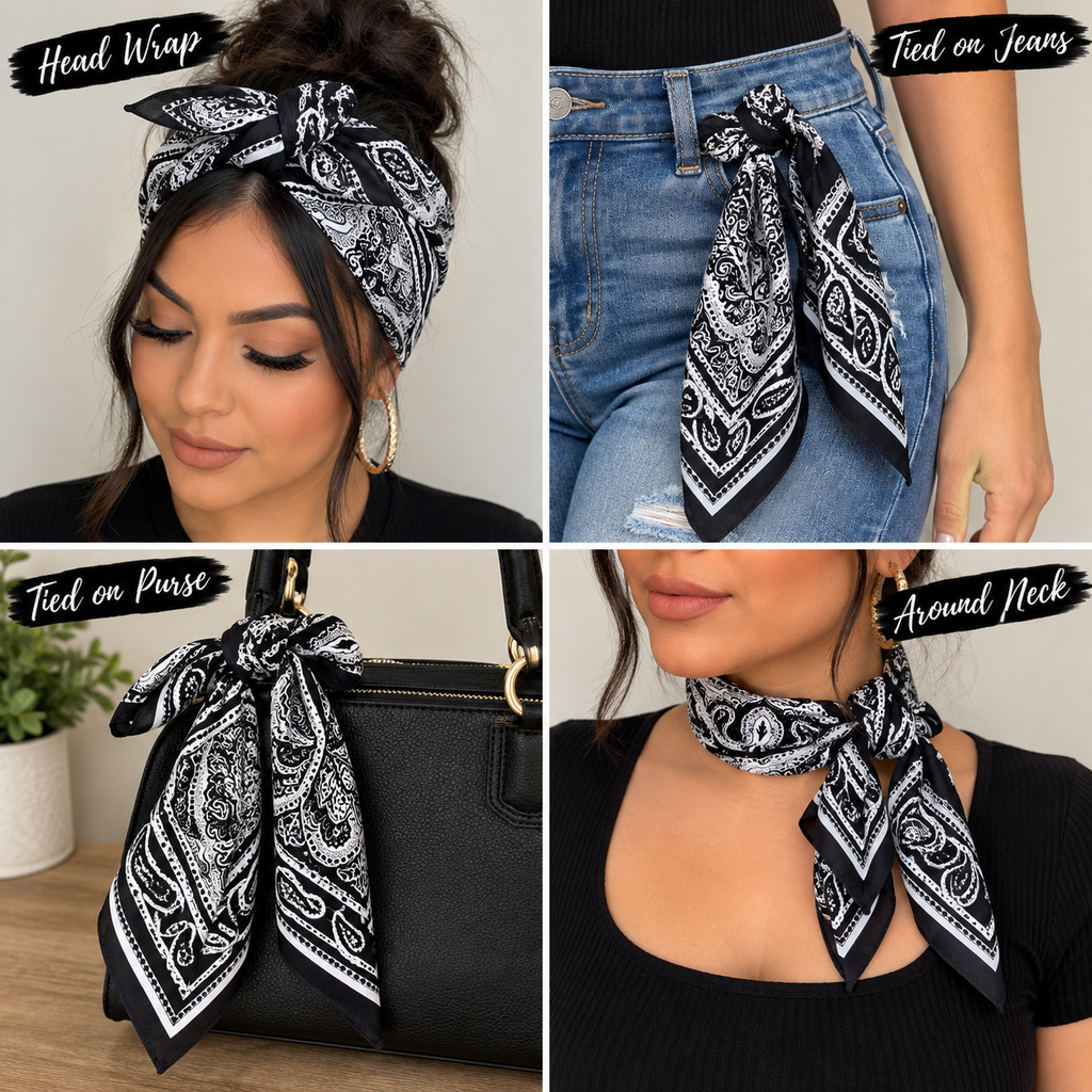 Black and white scarf/head wrap
